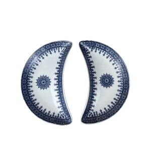 2 Antq. Royal Worcester Boston Jones McDuffee Stratton Crescent Bone Dish c.1886